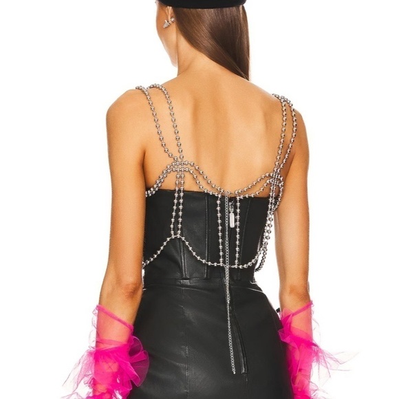 NBD Ball Chain Cropped Tank in Silver - Picture 2 of 8